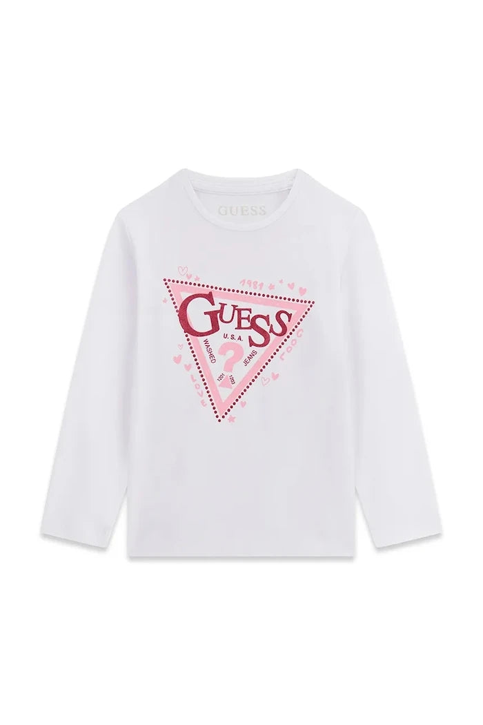 Guess çocuklar için pamuk ve elastanlı uzun kollu bluz