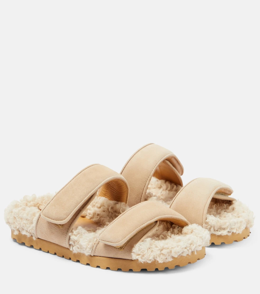 Gia Borghini - Alvine suede and shearling slides