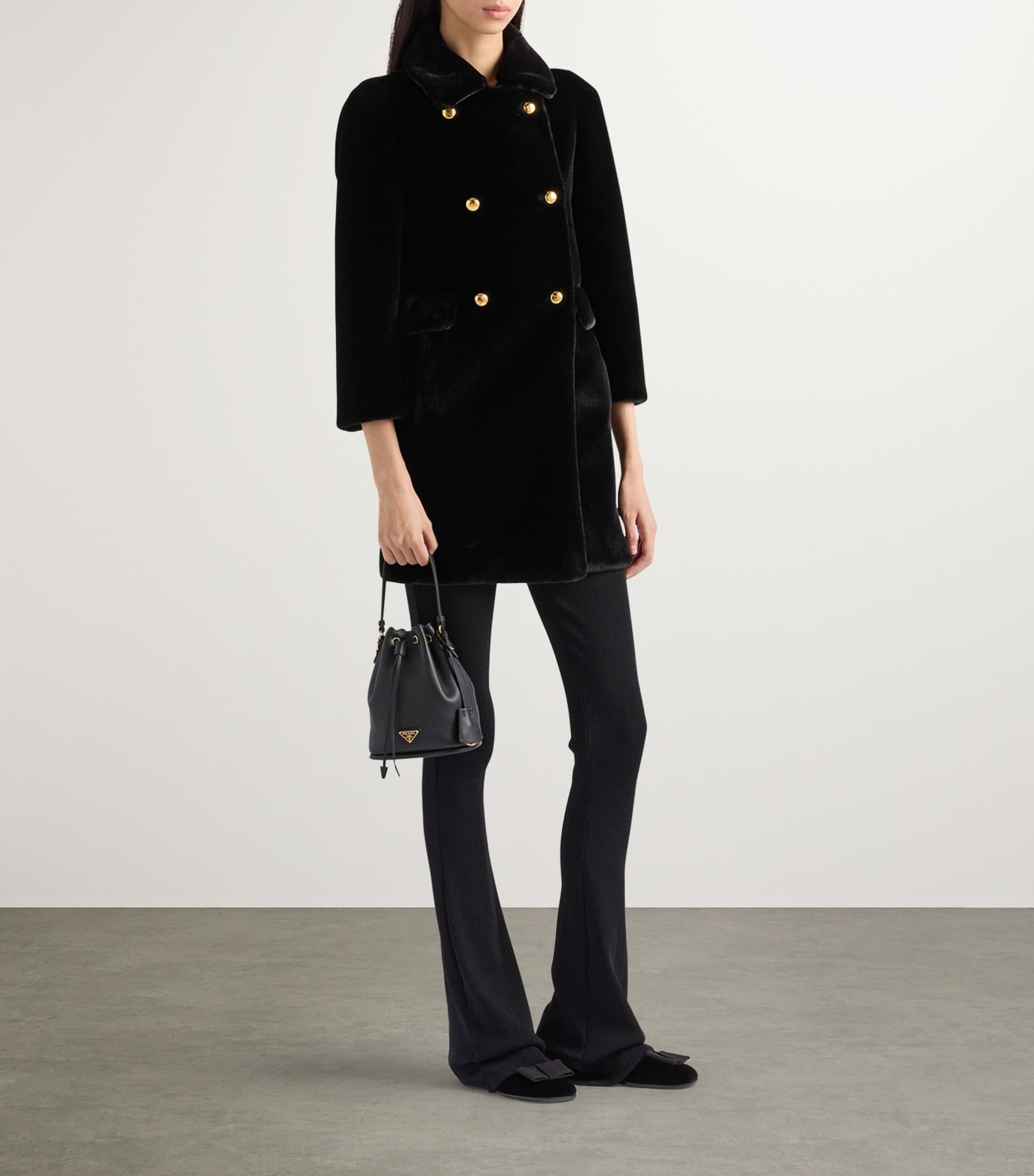 Prada Black Double-Breasted Aspen Coat