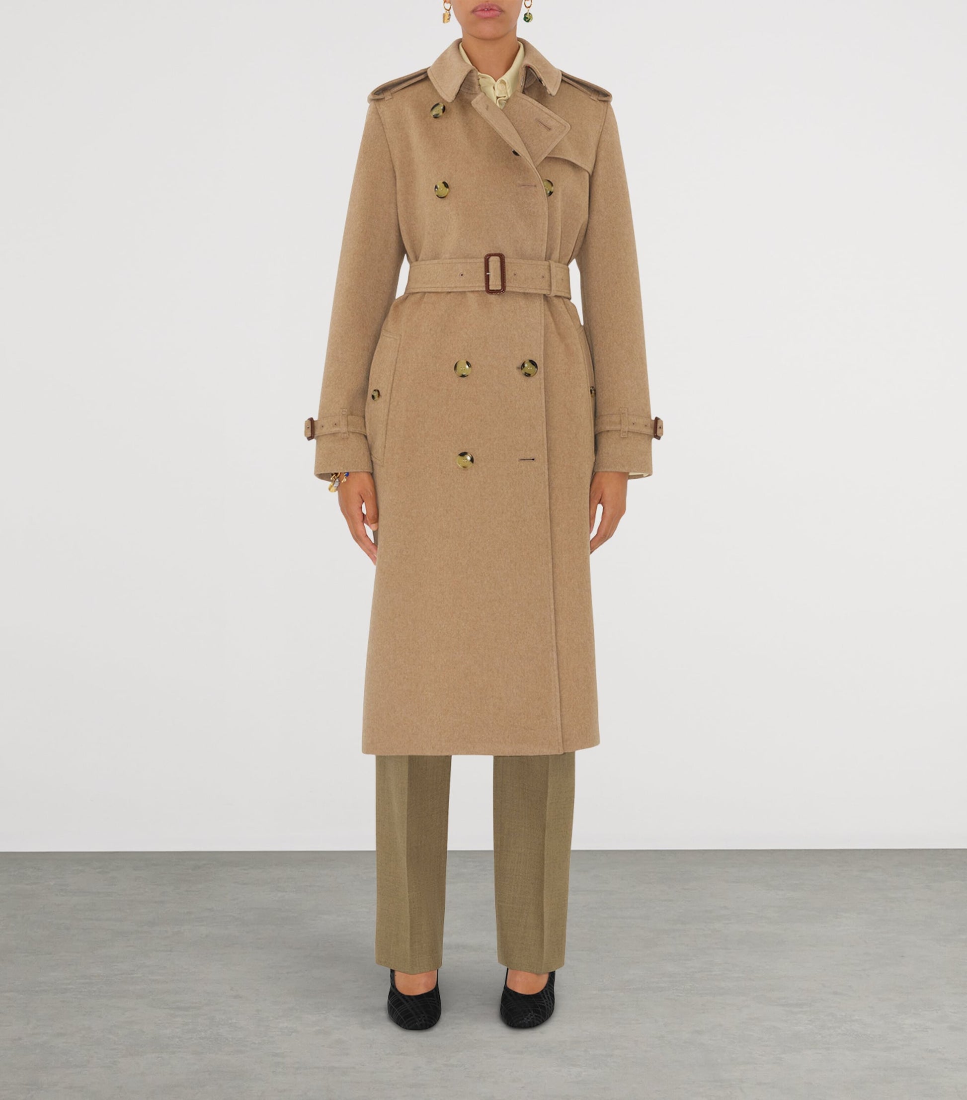 Burberry Beige Cashmere Long Kensington Heritage Trench Coat