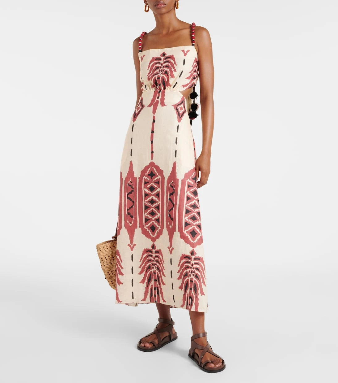 Johanna Ortiz - Embroidered printed linen midi dress