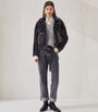 Brunello Cucinelli Black Shearling-Leather Jacket