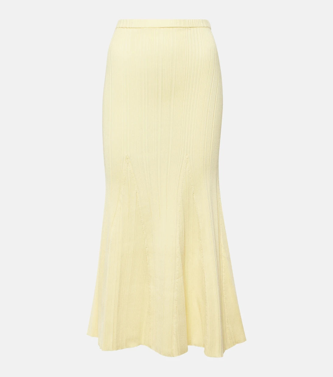 Self-Portrait - Ribbed-knit flared midi skirt