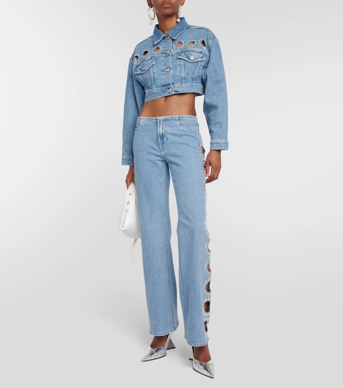 7 For All Mankind - جاكيت الدينم القصير Babe مزخرف