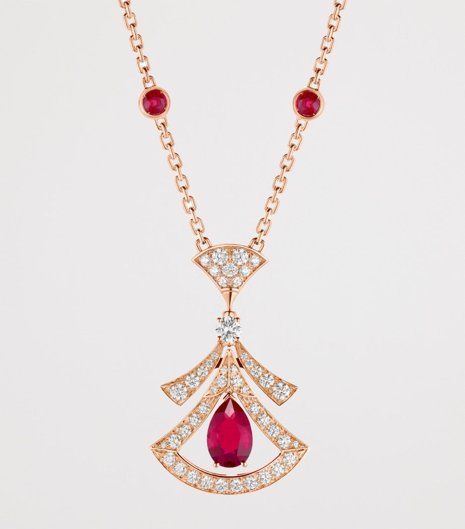Rose Gold, Ruby and Diamond Divas' Dream Openwork Necklace