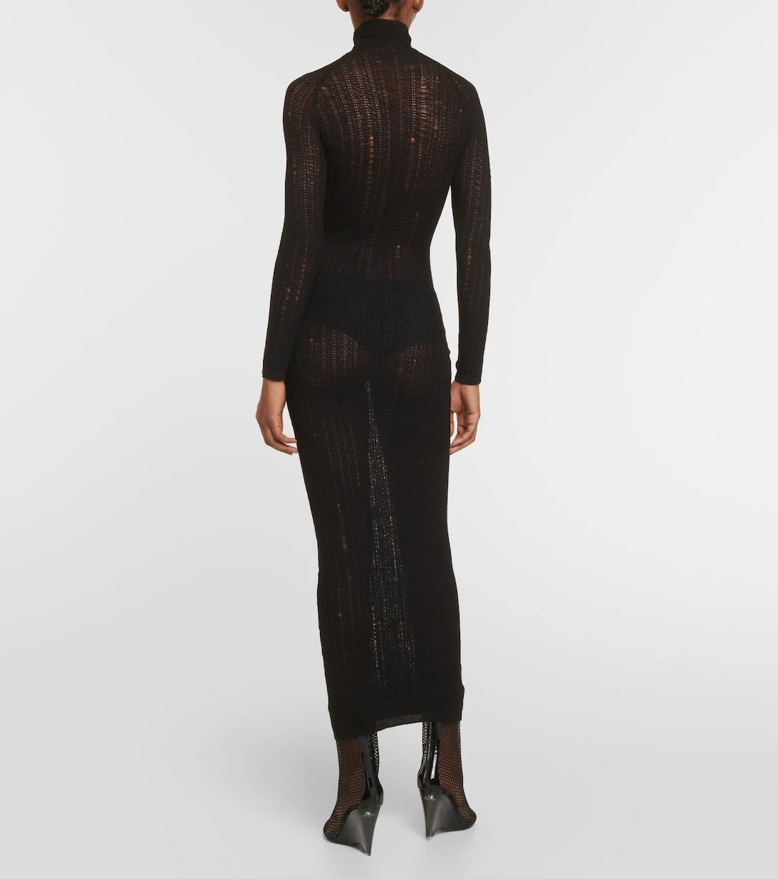 Alaïa - Distressed wool-blend midi dress