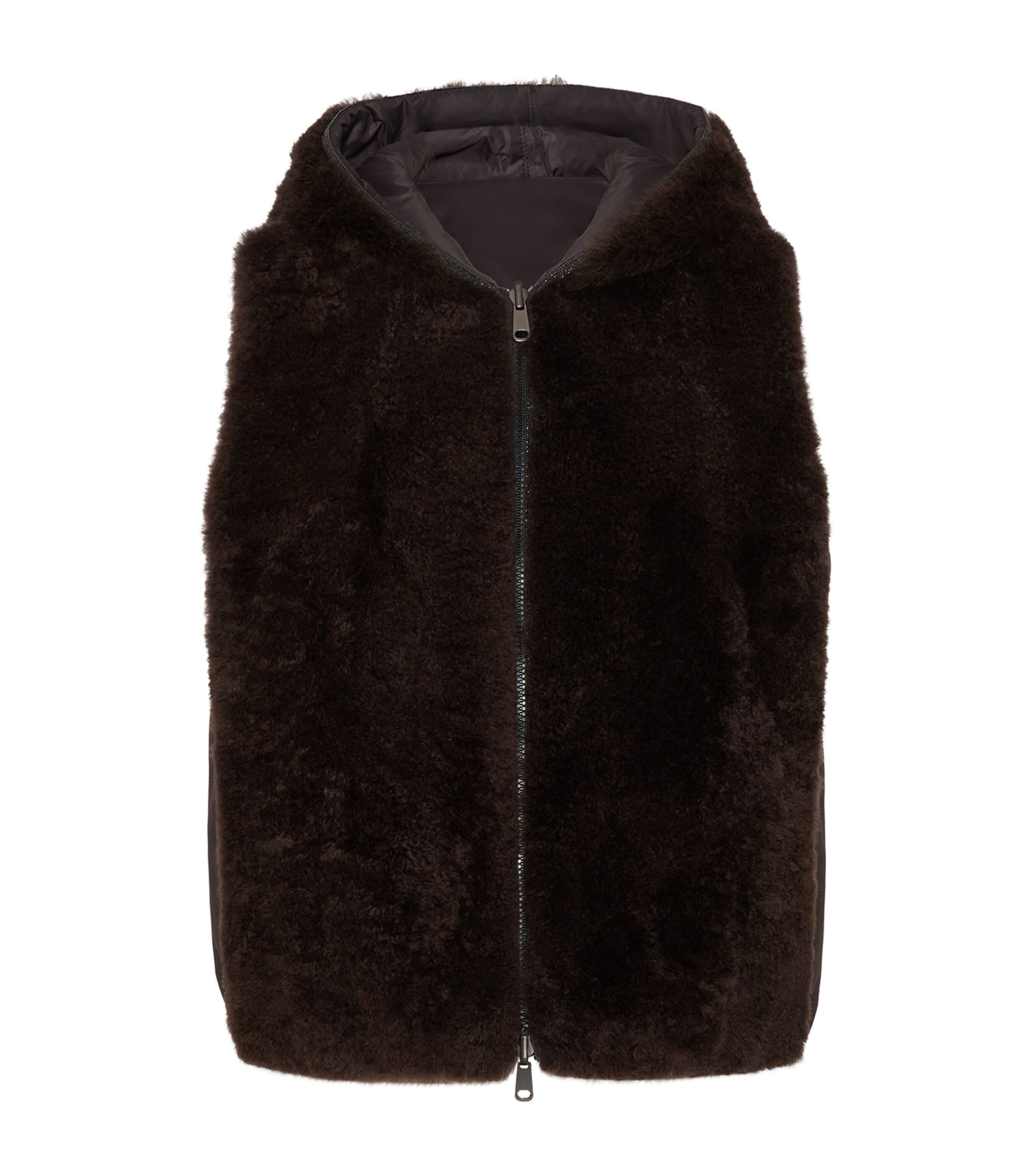 Brunello Cucinelli Brown Cashmere Hooded Vest