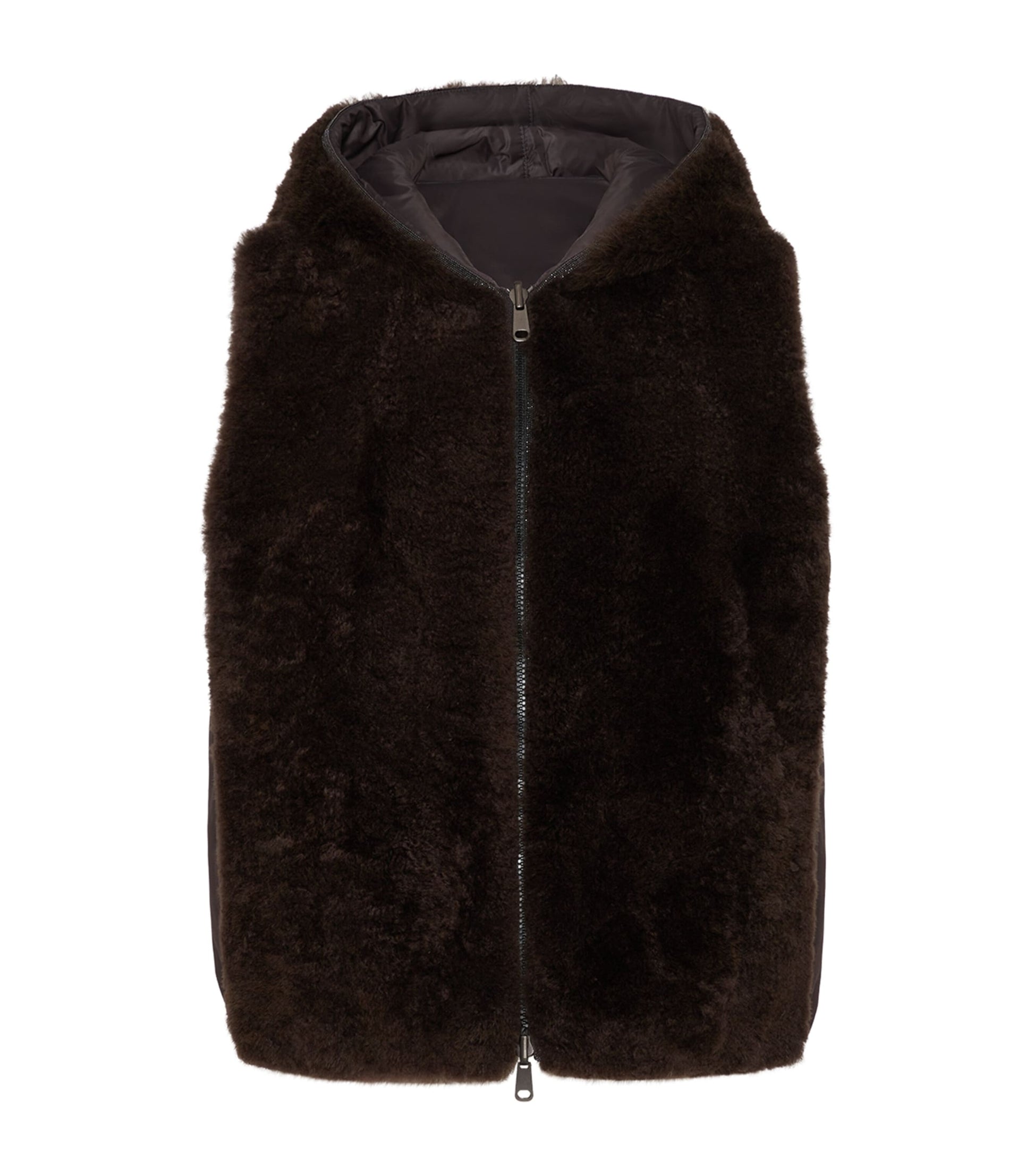 Brunello Cucinelli Brown Cashmere Hooded Vest