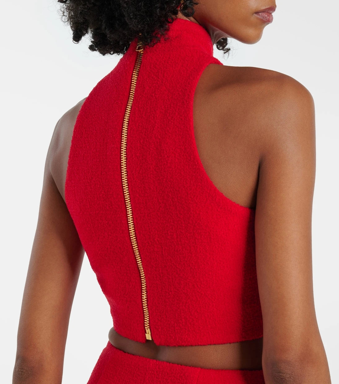 Balmain - Halterneck wool-blend crêpe top