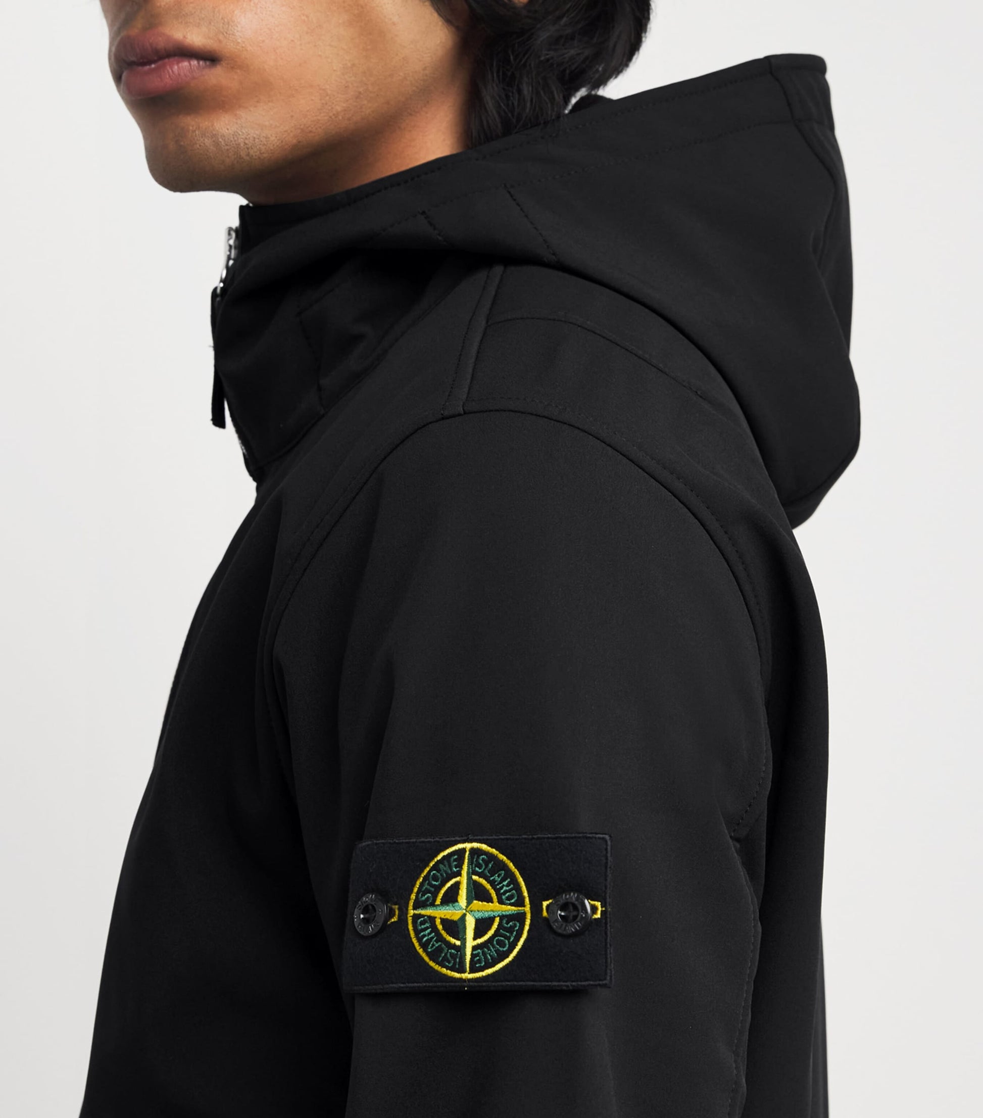 Stone Island Black Soft Shell Bomber Jacket