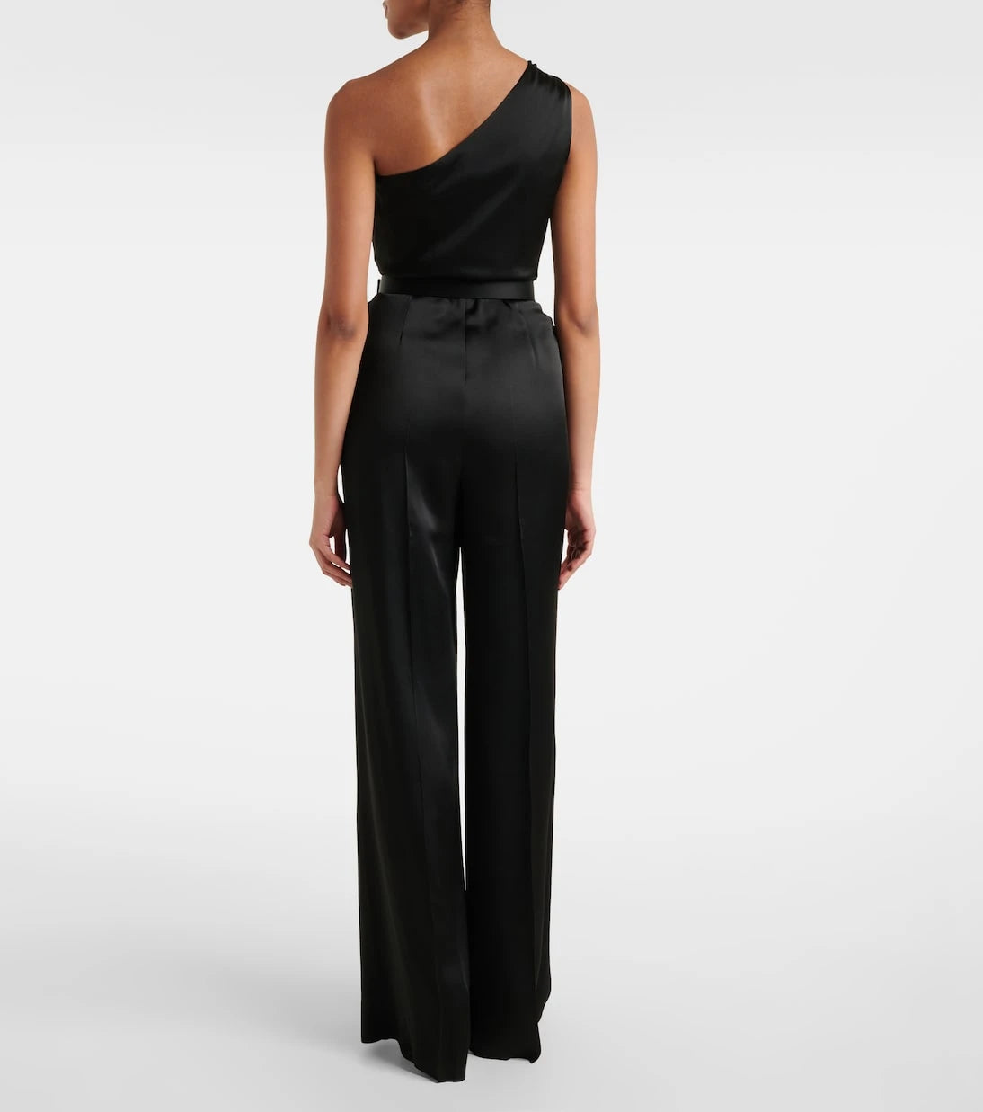 Max Mara - Gioire belted one-shoulder satin jumpsuit