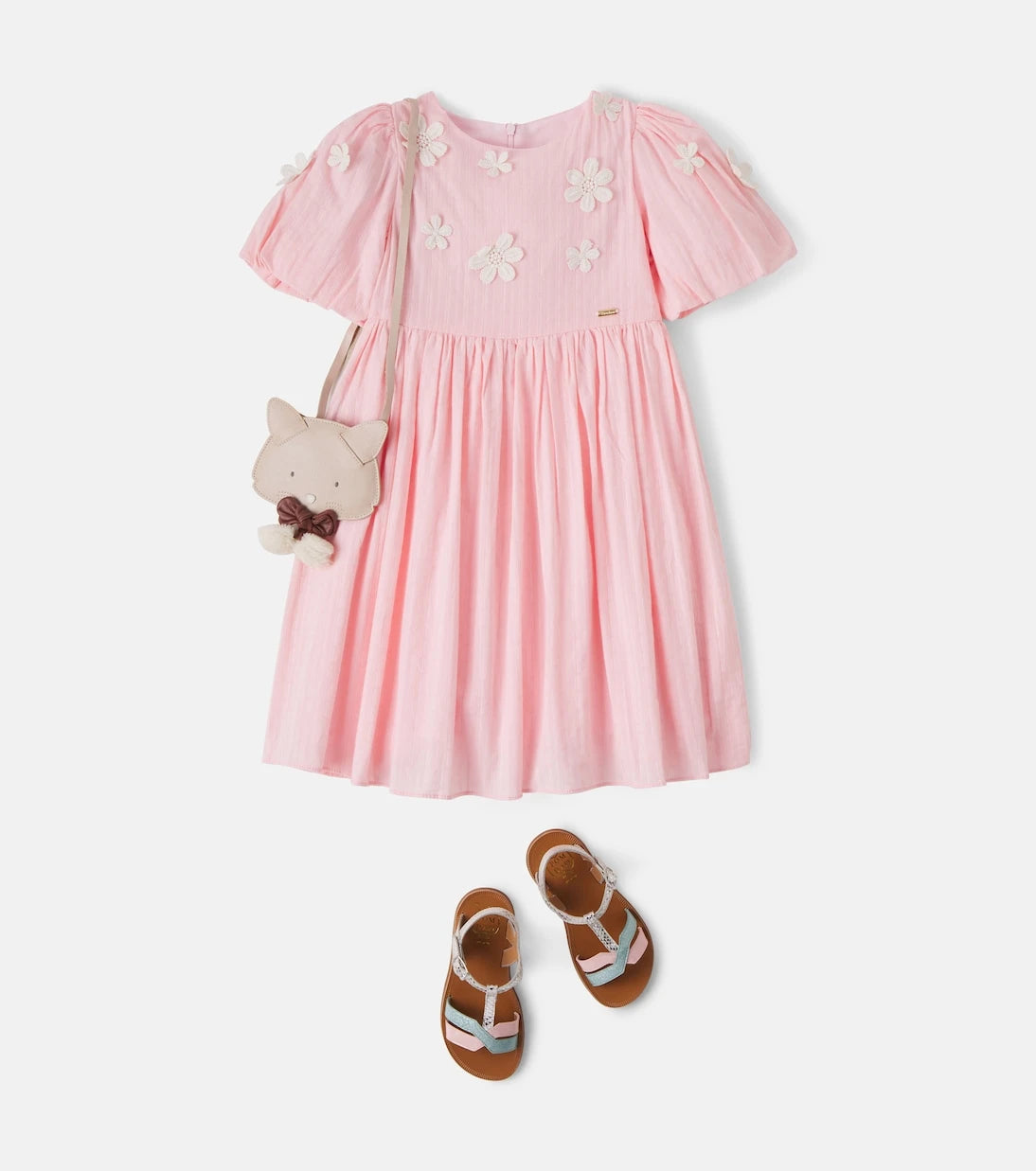 Patachou - Floral-appliqué cotton dress