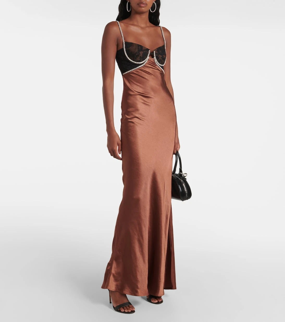 Self-Portrait - Embellished satin gown