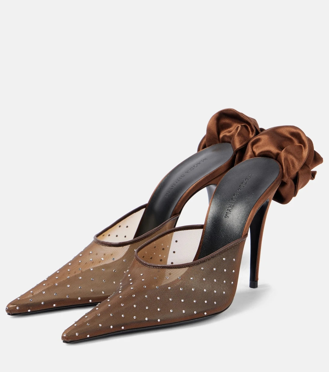 Magda Butrym - Floral-appliqué embellished mesh mules