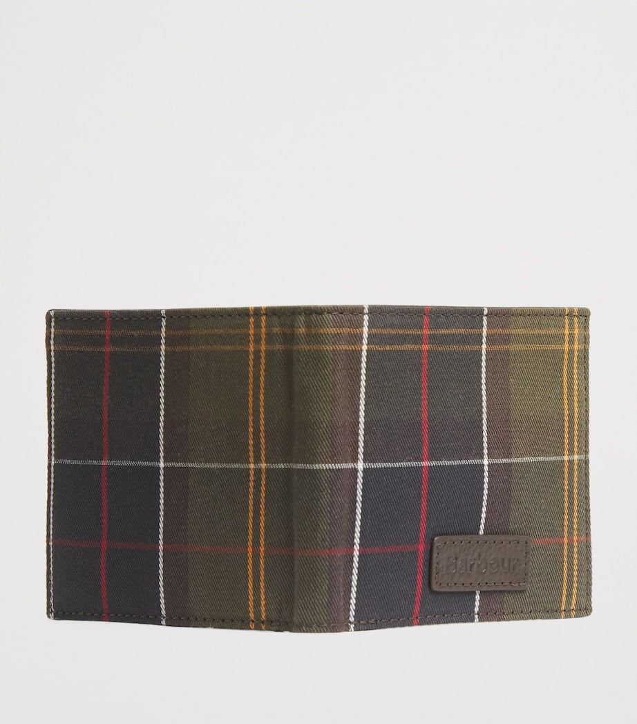 Cotton Leather-Detail Tartan Wallet
