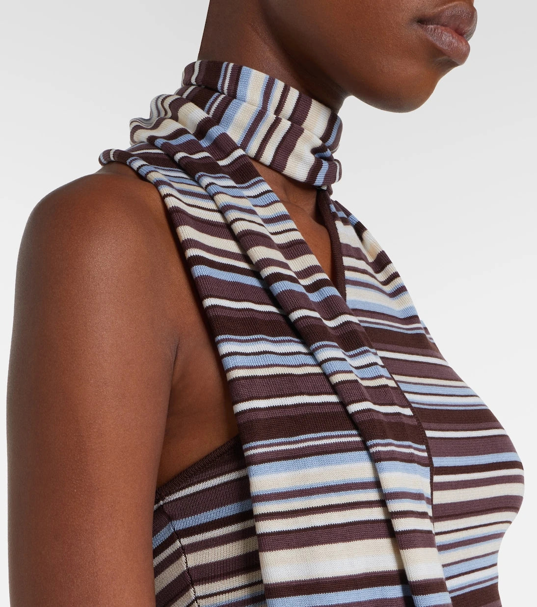 Aya Muse - Knitted scarf-detail striped minidress