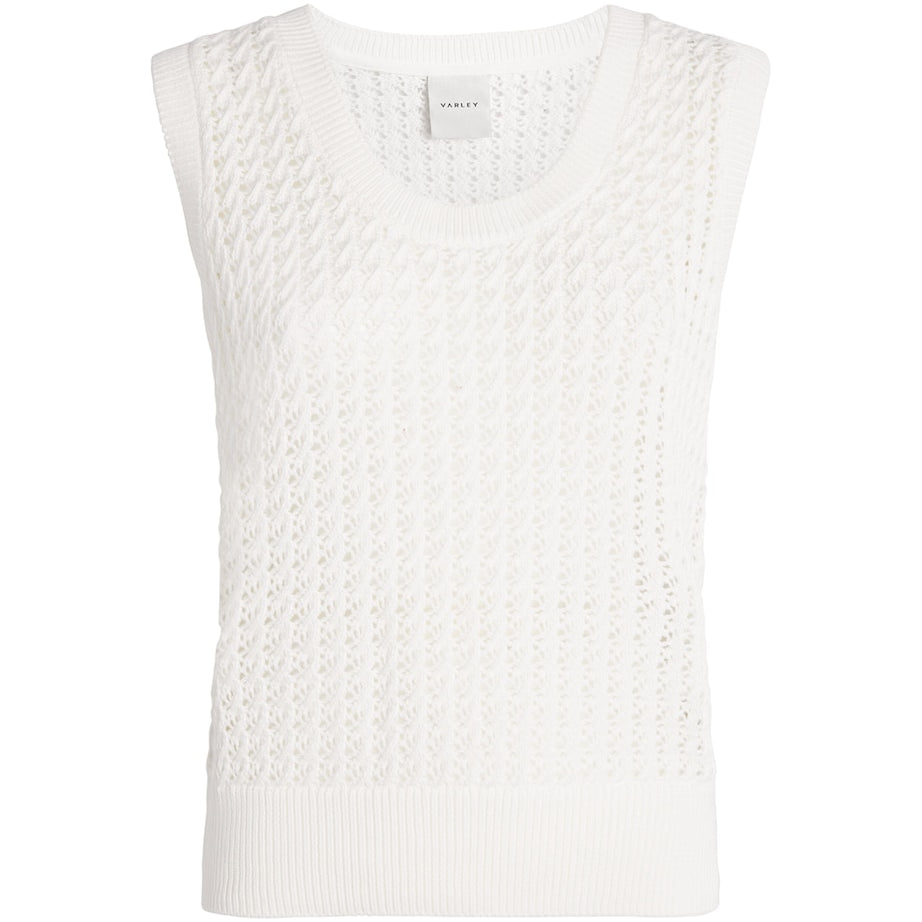 Open-Knit Ferns Tank Top SNOW WHITE