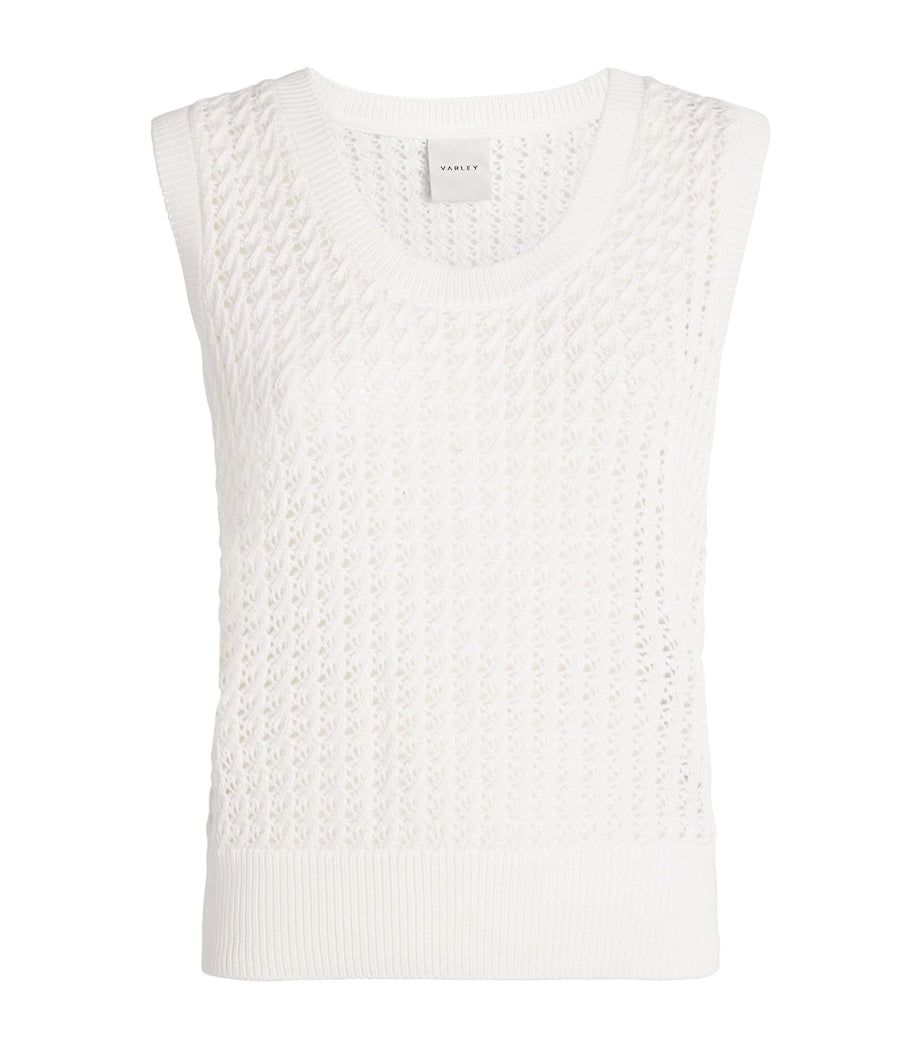 Open-Knit Ferns Tank Top SNOW WHITE