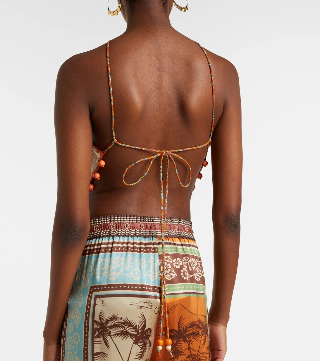 Alémais - Marva beaded crochet open-back cotton top