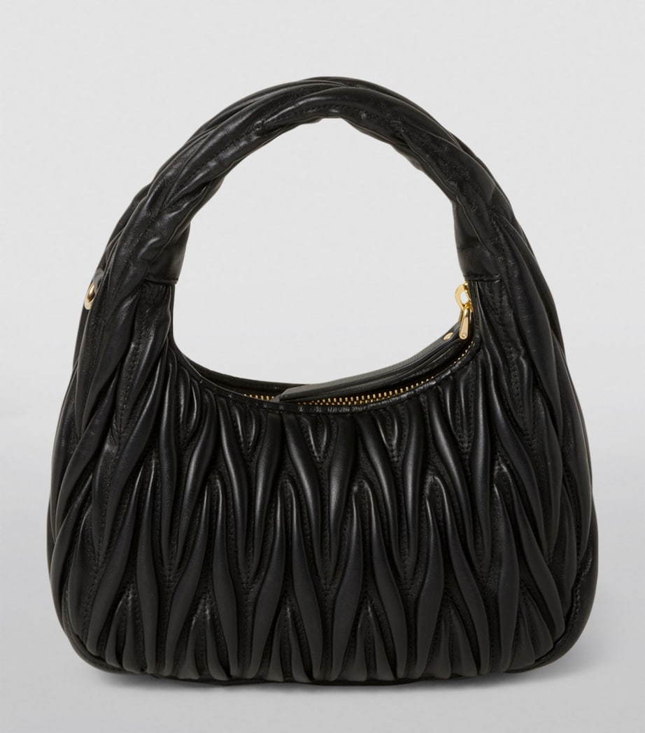Miu Miu Black Small Matelassé Leather Wander Top-Handle Bag