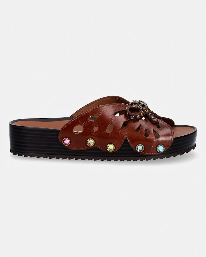 Kurt Geiger London kadın deri Boho Butterfly Flat terlik