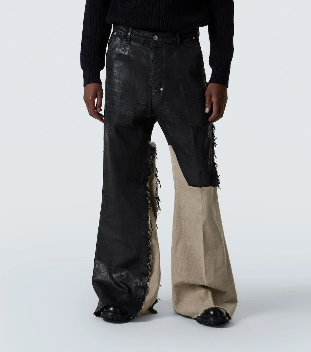 Rick Owens - Joris coated distressed wide-leg jeans
