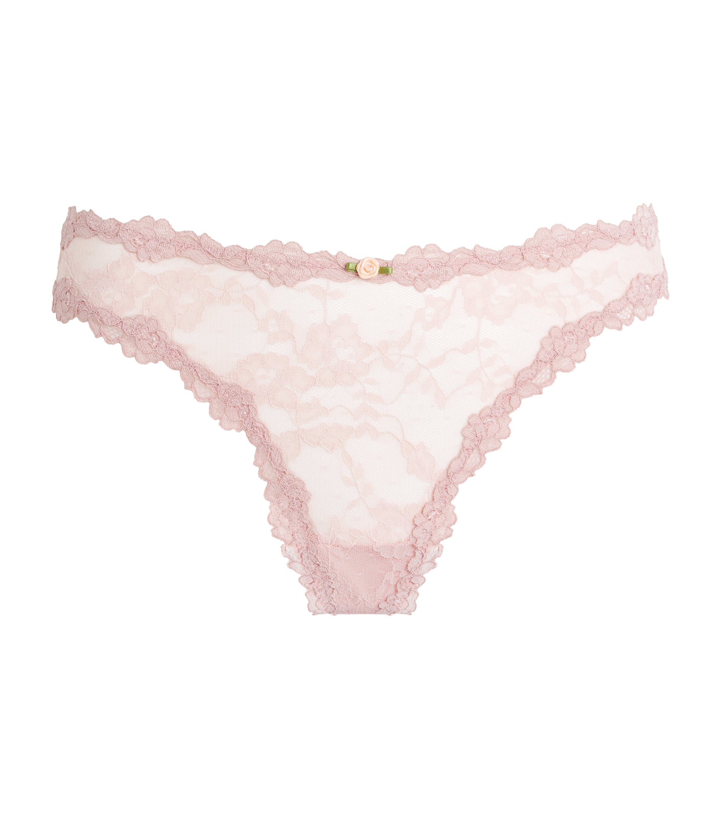Skims Pink Stretch-Lace Dipped Thong
