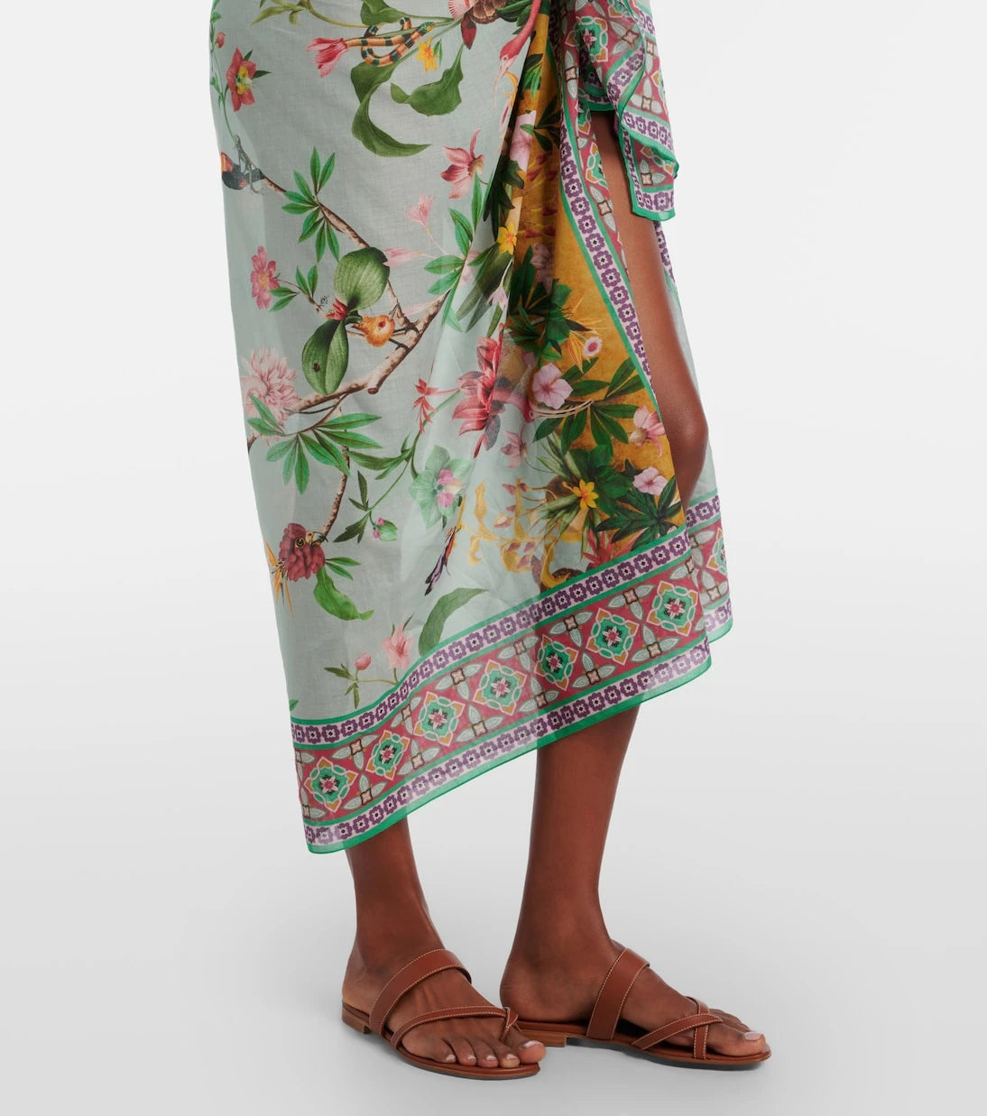 La DoubleJ - Floral cotton voile beach cover-up