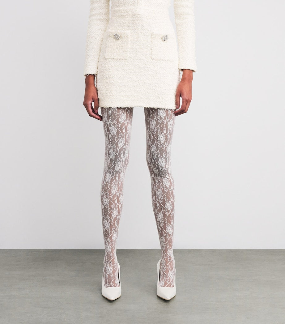 Self-Portrait Ivory Bouclé Embellished Mini Skirt