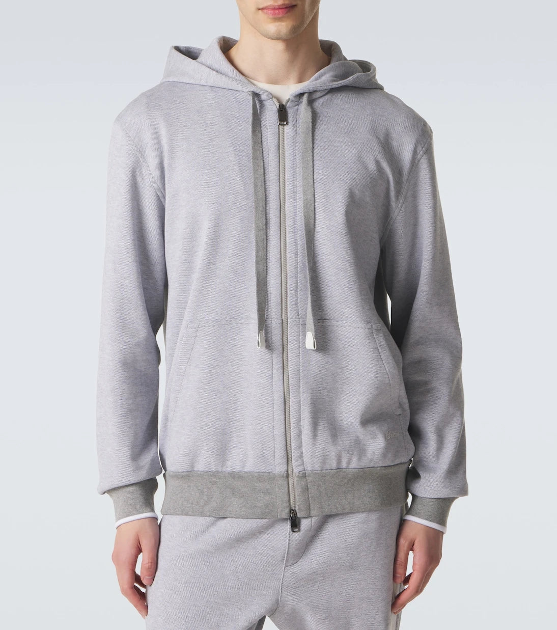 Brioni - Cotton-blend zip-up hoodie