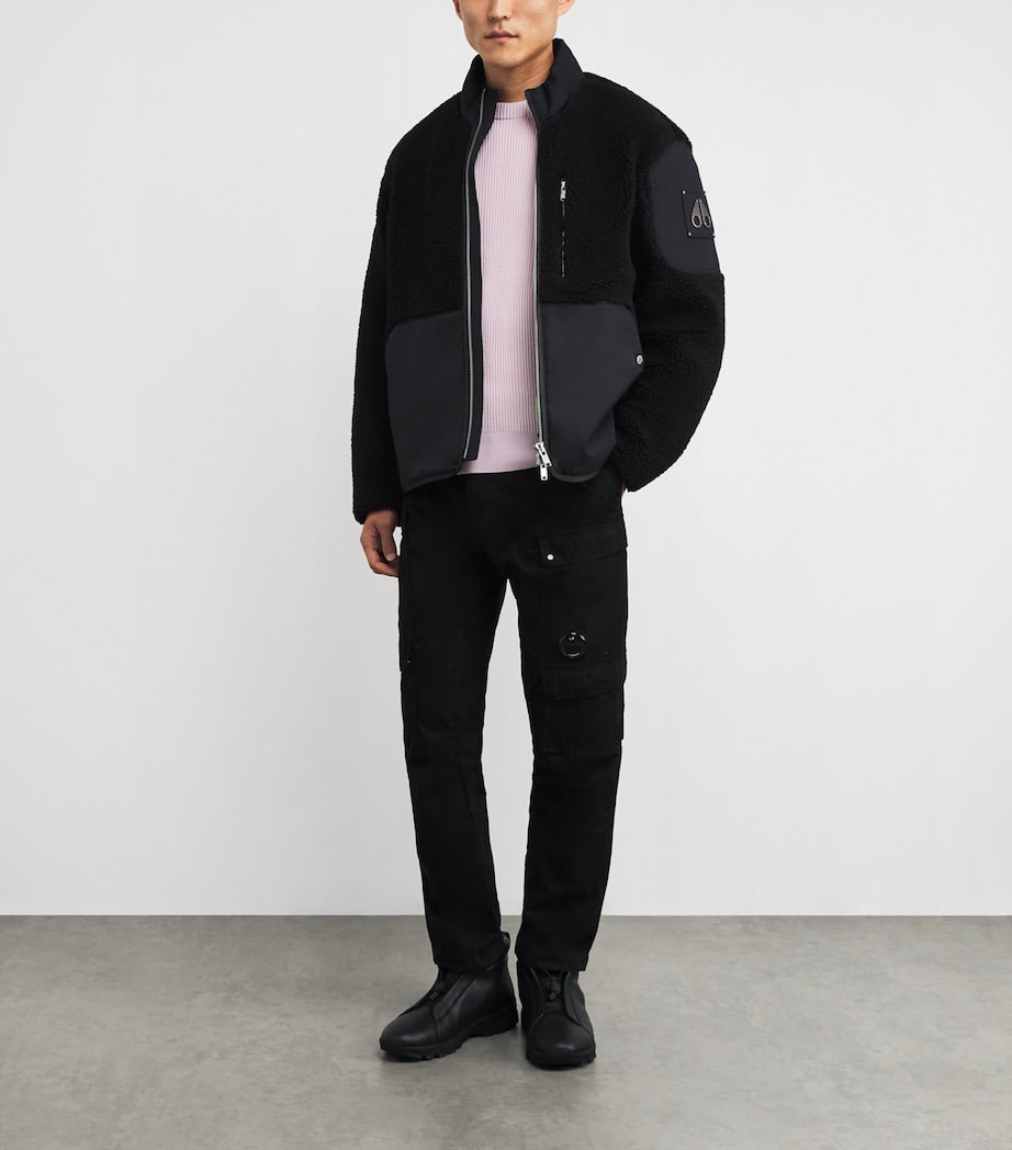 Moose Knuckles Black Fleece-Trim Jacket