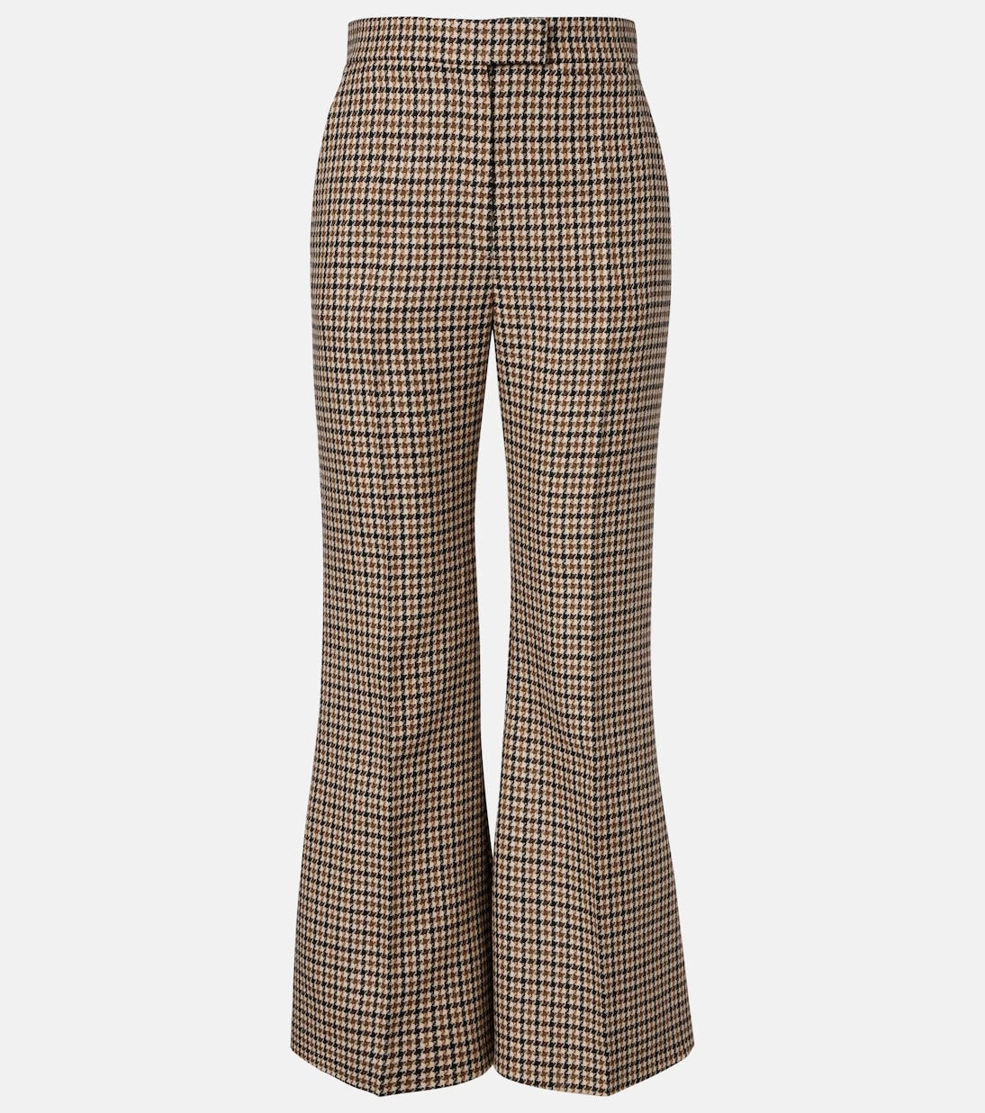 Valentino - Houndstooth cropped virgin wool flared pants