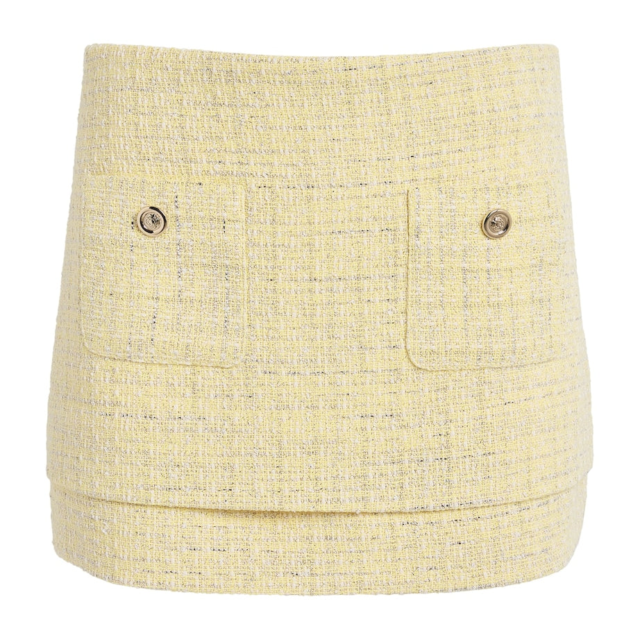 Maje Yellow Tweed Mini Skirt