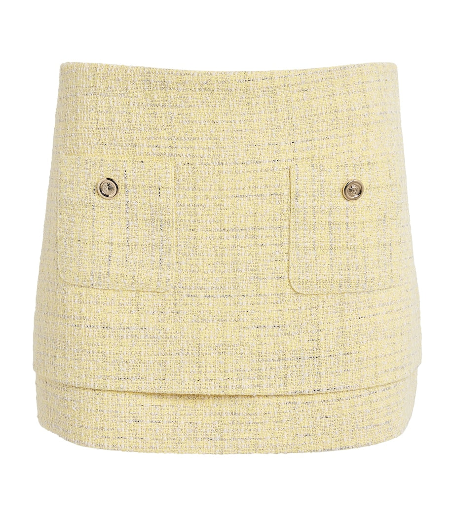 Maje Yellow Tweed Mini Skirt