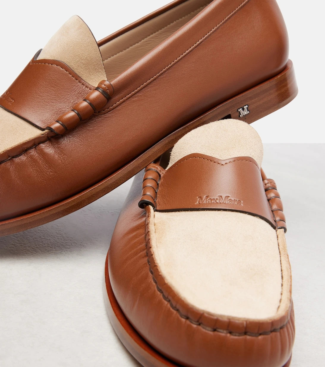 Max Mara - Logo leather and suede mocassins