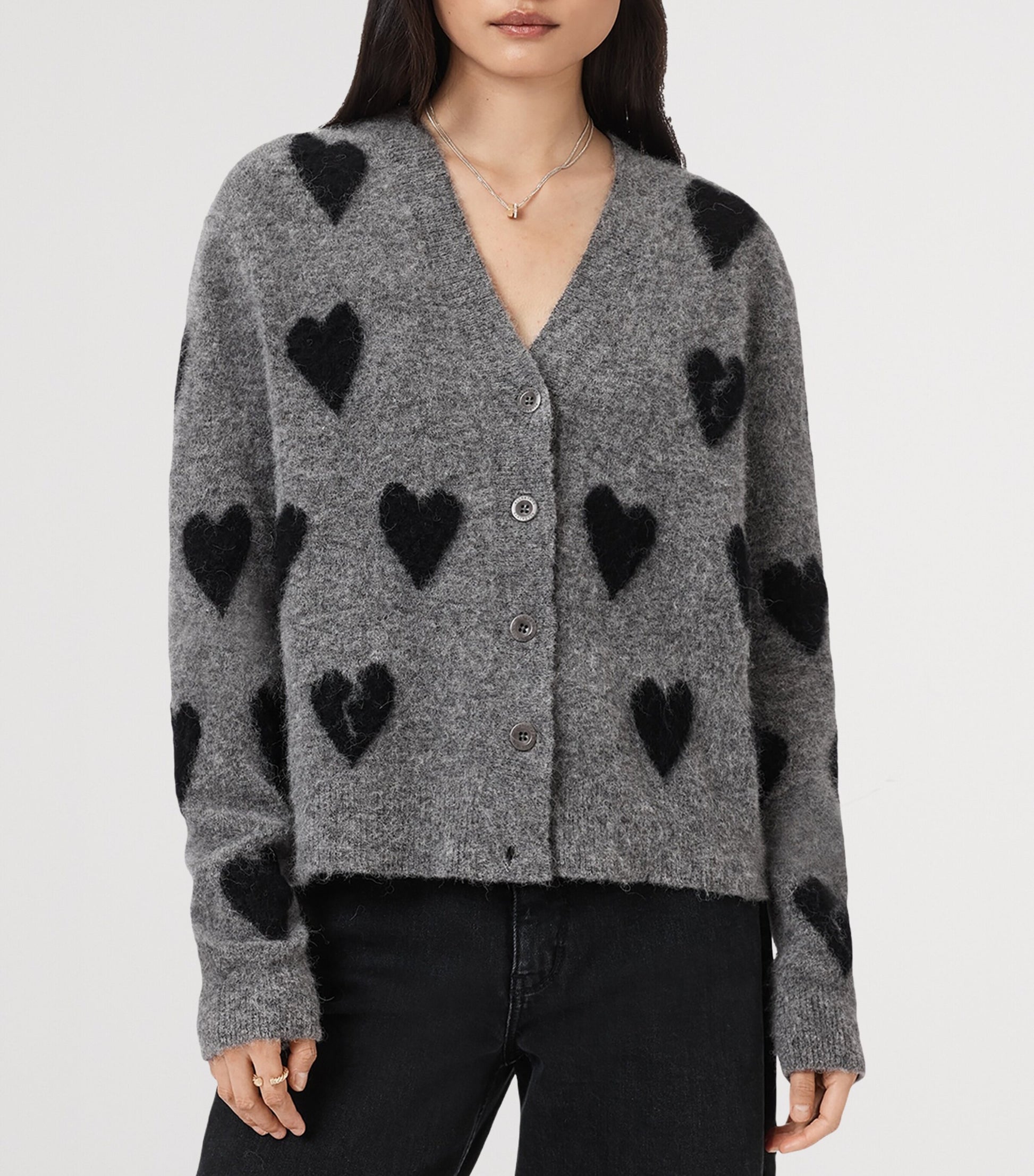 Amora Knit Cardigan GREY/BLACK