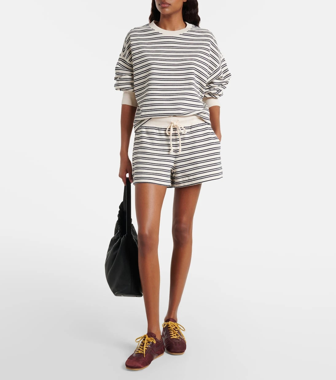 Velvet - Amy striped cotton jersey shorts
