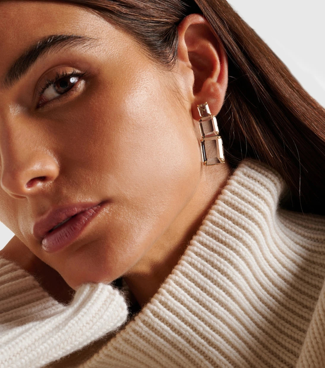Mateo - Arithmetic Composition 14kt gold drop earrings with topaz