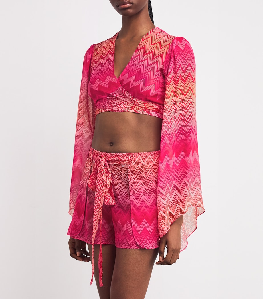 Missoni Red Silk Zigzag Crop Top