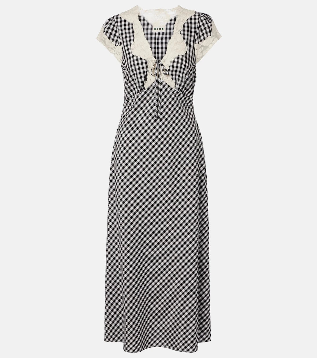 Rixo - Amari lace-trimmed checked midi dress