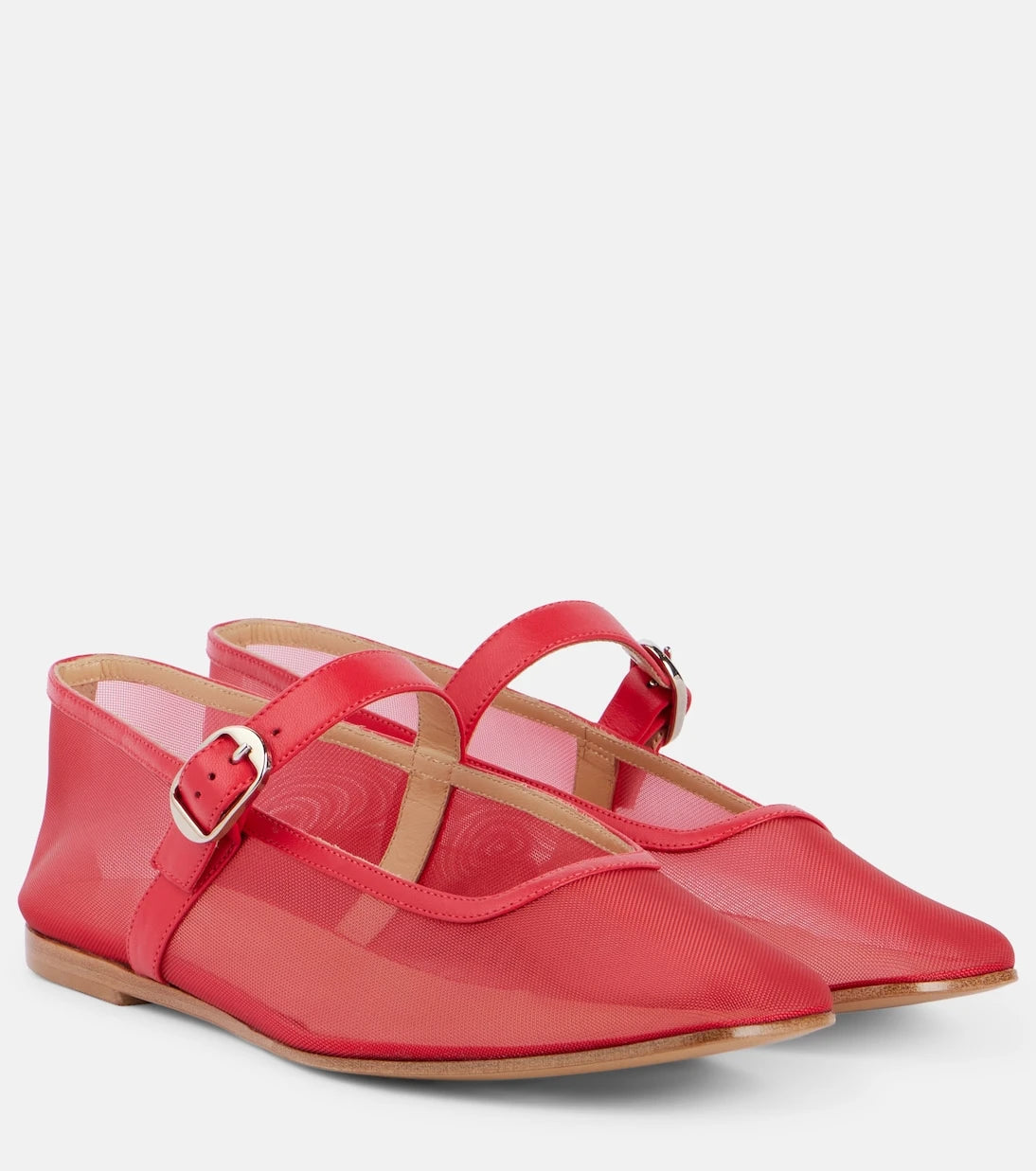 Le Monde Béryl - Leather-trimmed mesh Mary Jane flats