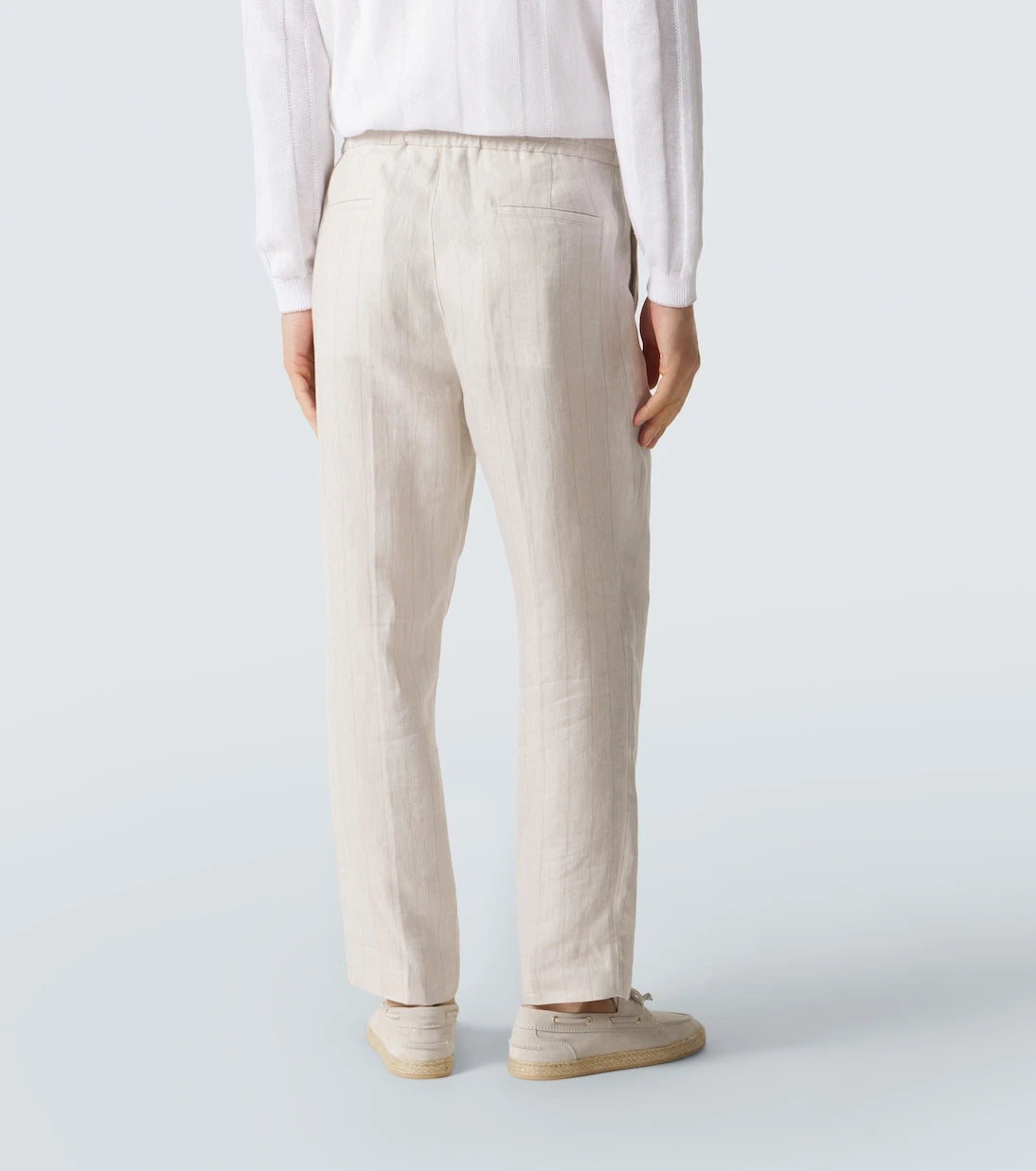 Brunello Cucinelli - Striped linen and cotton straight pants
