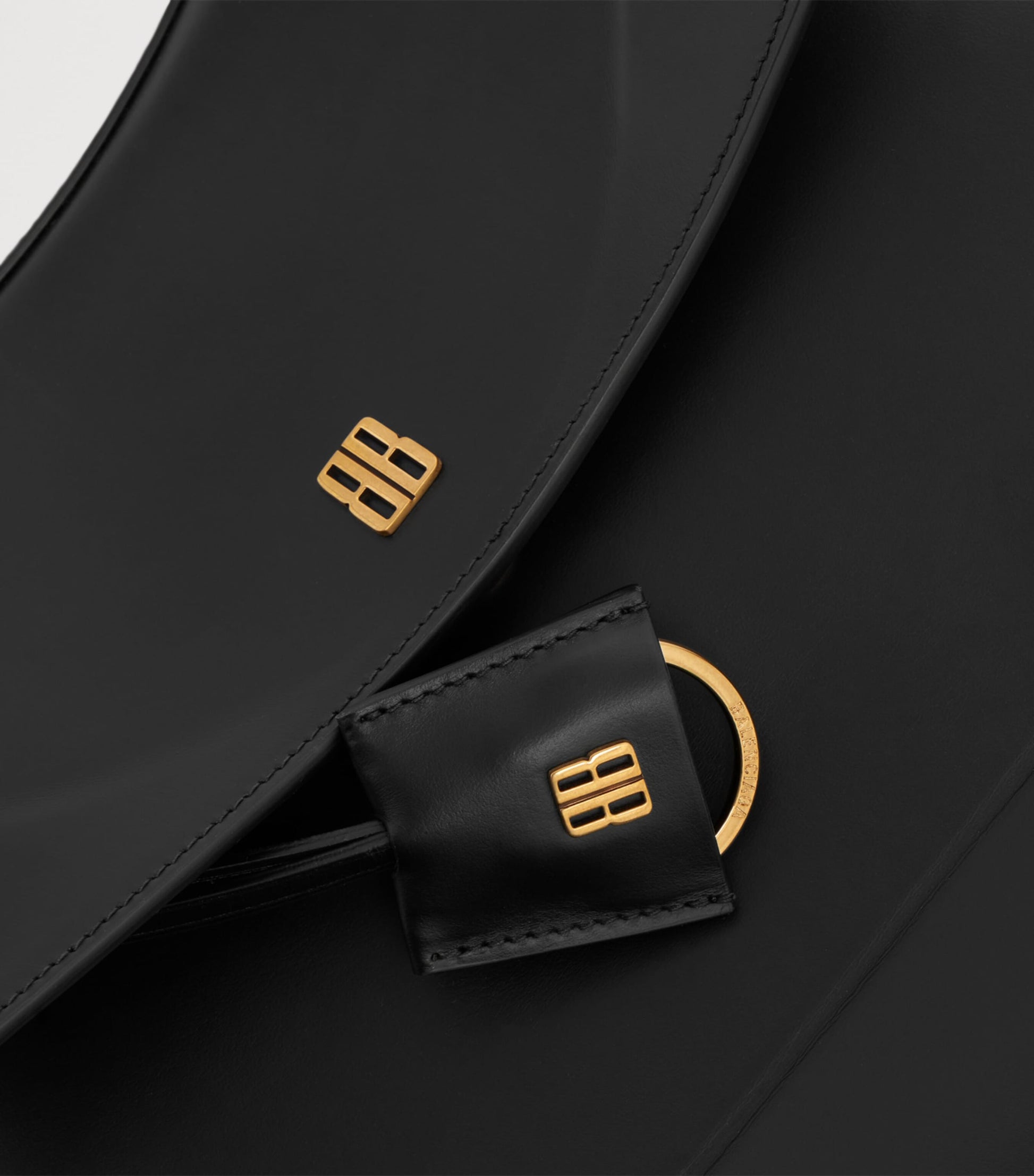 Black Leather Nano Top Handle Bag