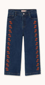 Детски дънки Tinycottons CHERRIES EMBROIDERED JEANS
