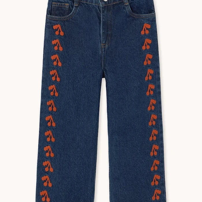 Детски дънки Tinycottons CHERRIES EMBROIDERED JEANS
