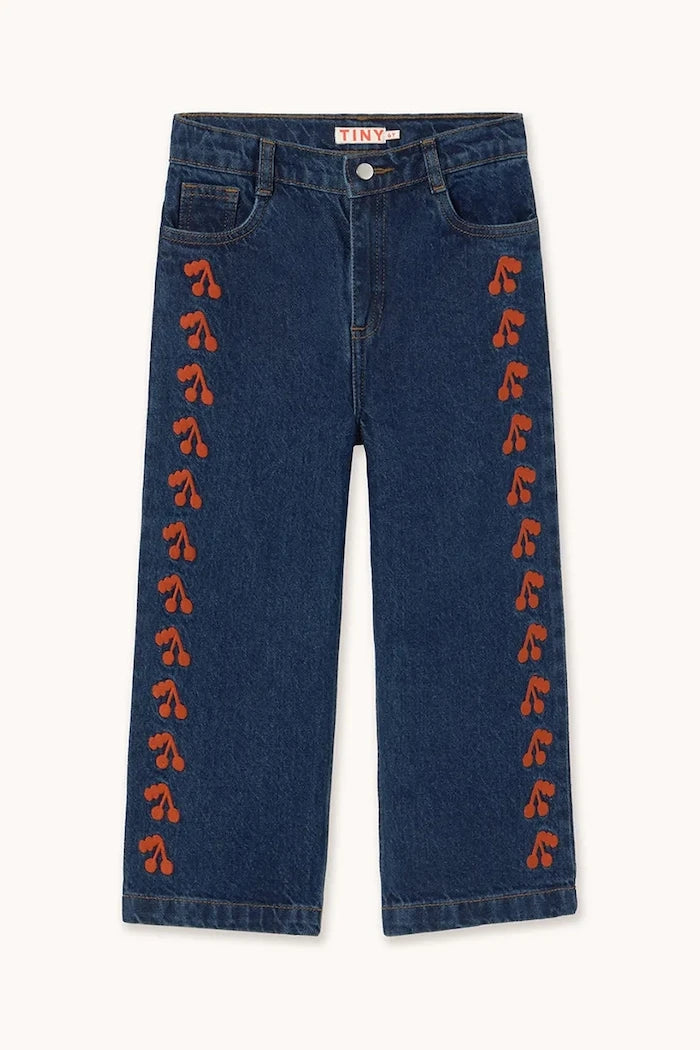Детски дънки Tinycottons CHERRIES EMBROIDERED JEANS