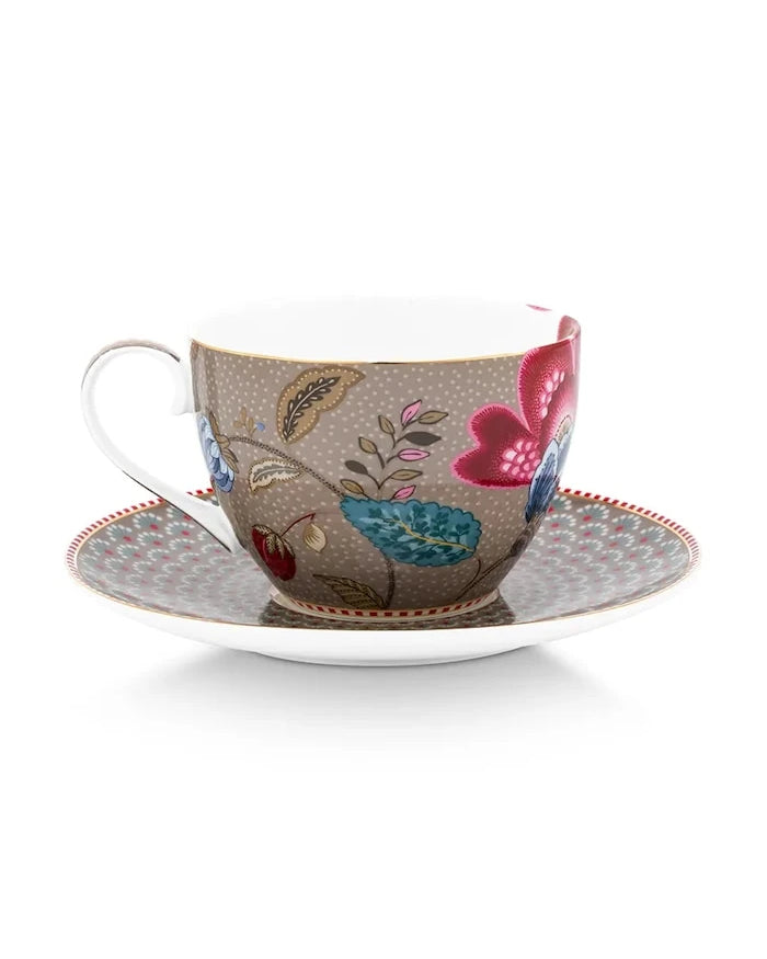 Pip Studio sırlı porselen çay fincanı ve tabağı 300 ml