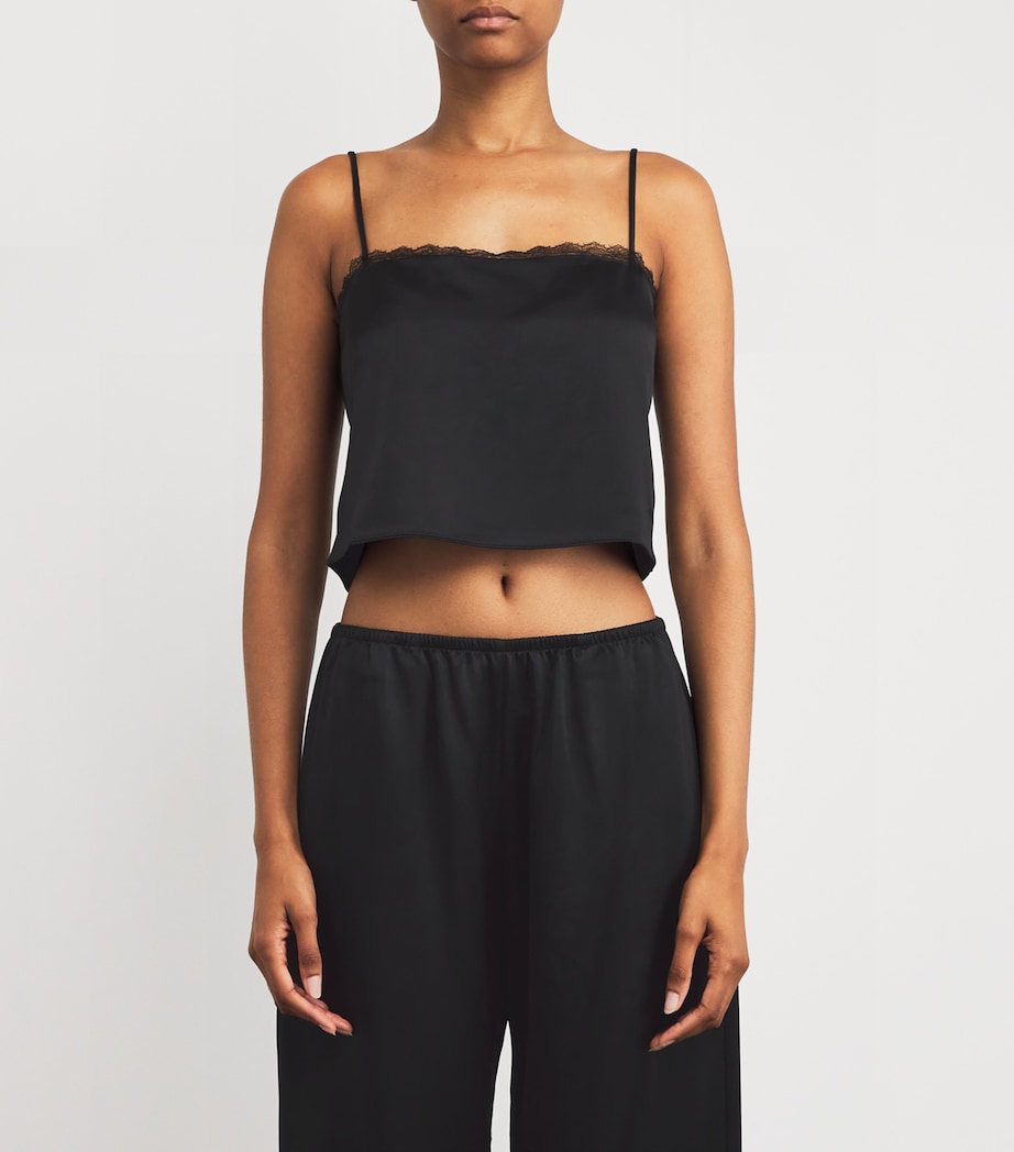 Satin Lace-Trim Barb Cami Top