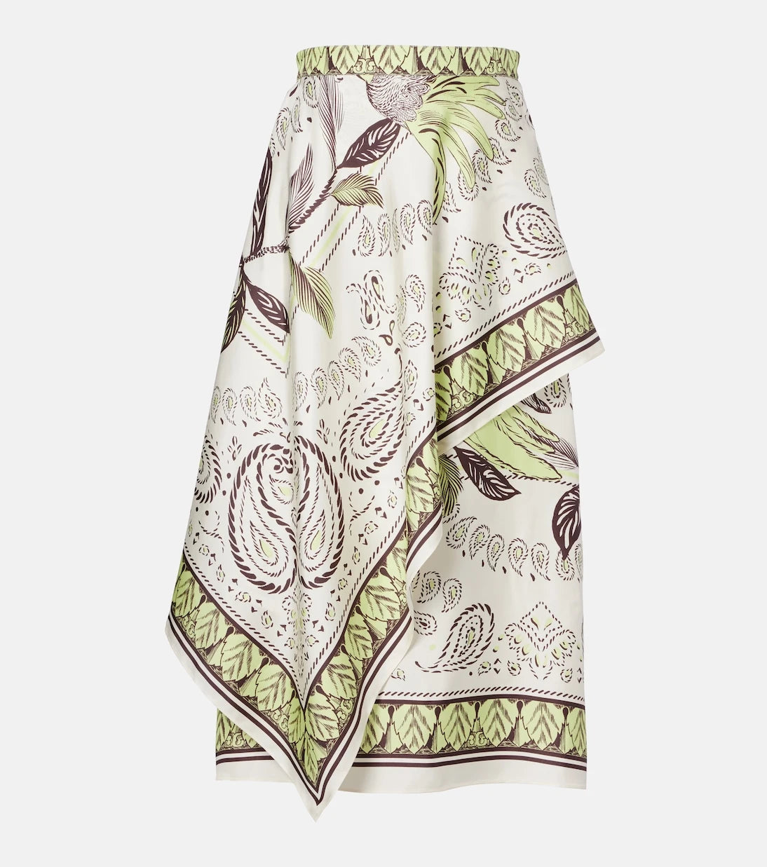 Tory Burch - Printed silk satin midi skirt