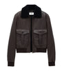 Saint Laurent Brown Shearling-Collar Leather Jacket